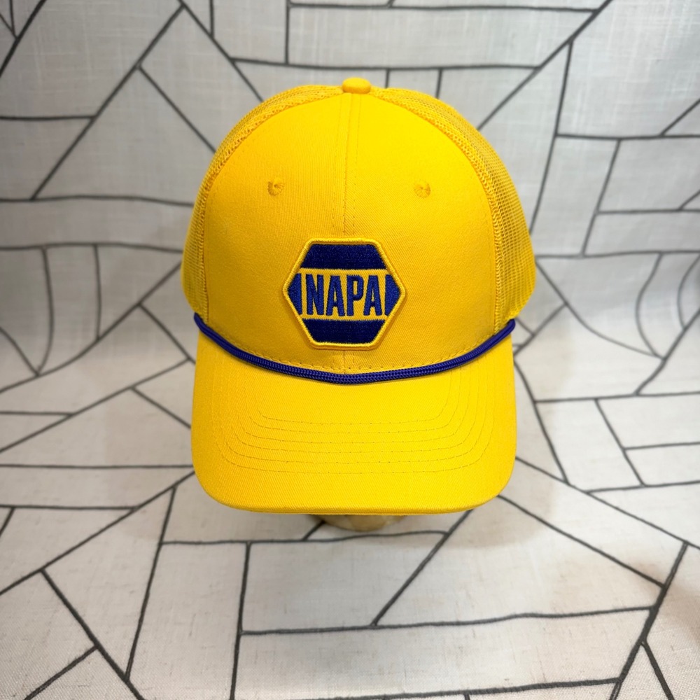 NAPA Trucker Hat Adjustable Yellow 100th Anniversary Rope Mesh Cap